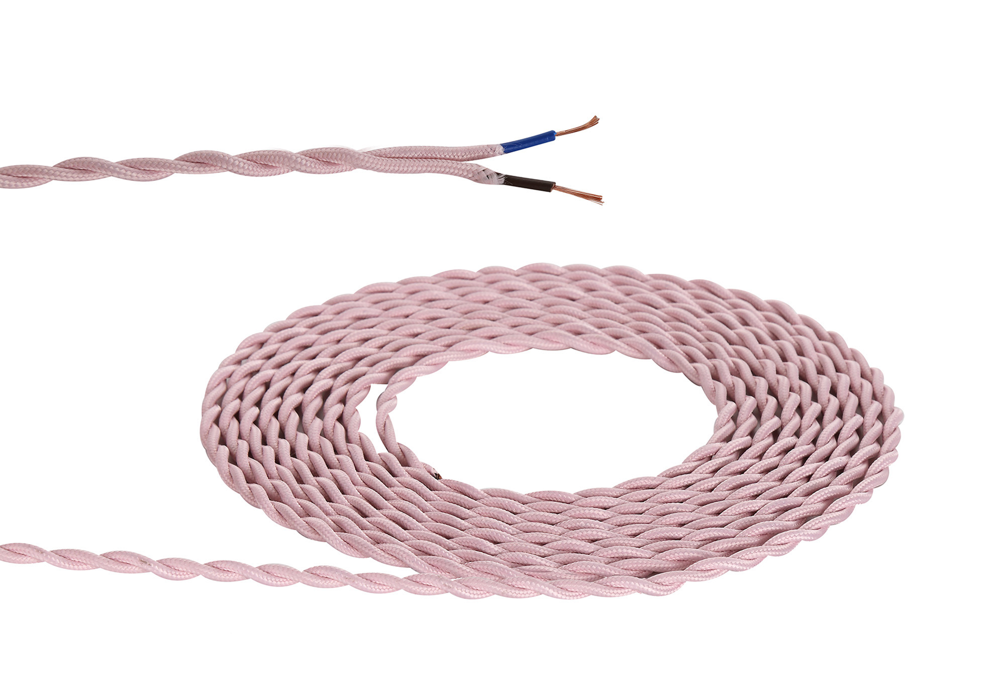 D0540  Cavo 1m Pink Braided Twisted 2 Core 0.75mm Cable